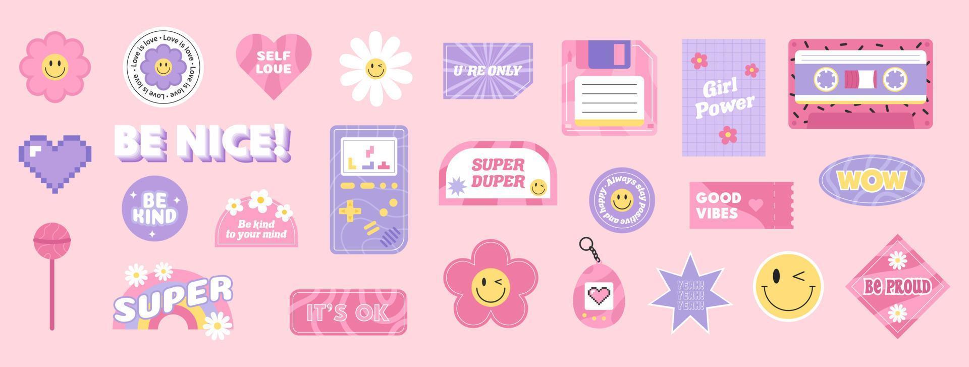 Collection of Cool Cute Stickers vector