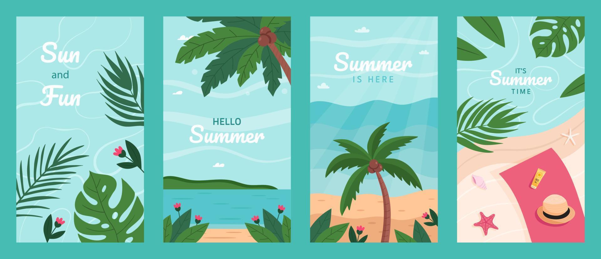 Hello Summer stories backgrounds vector