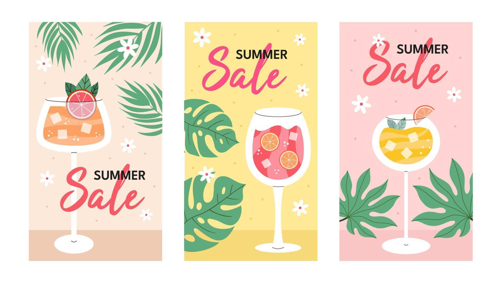 Summer sale stories backgrounds vector