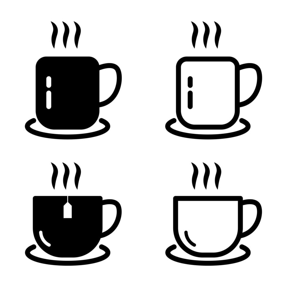 icono de taza de café y taza de té. sobre fondo blanco vector