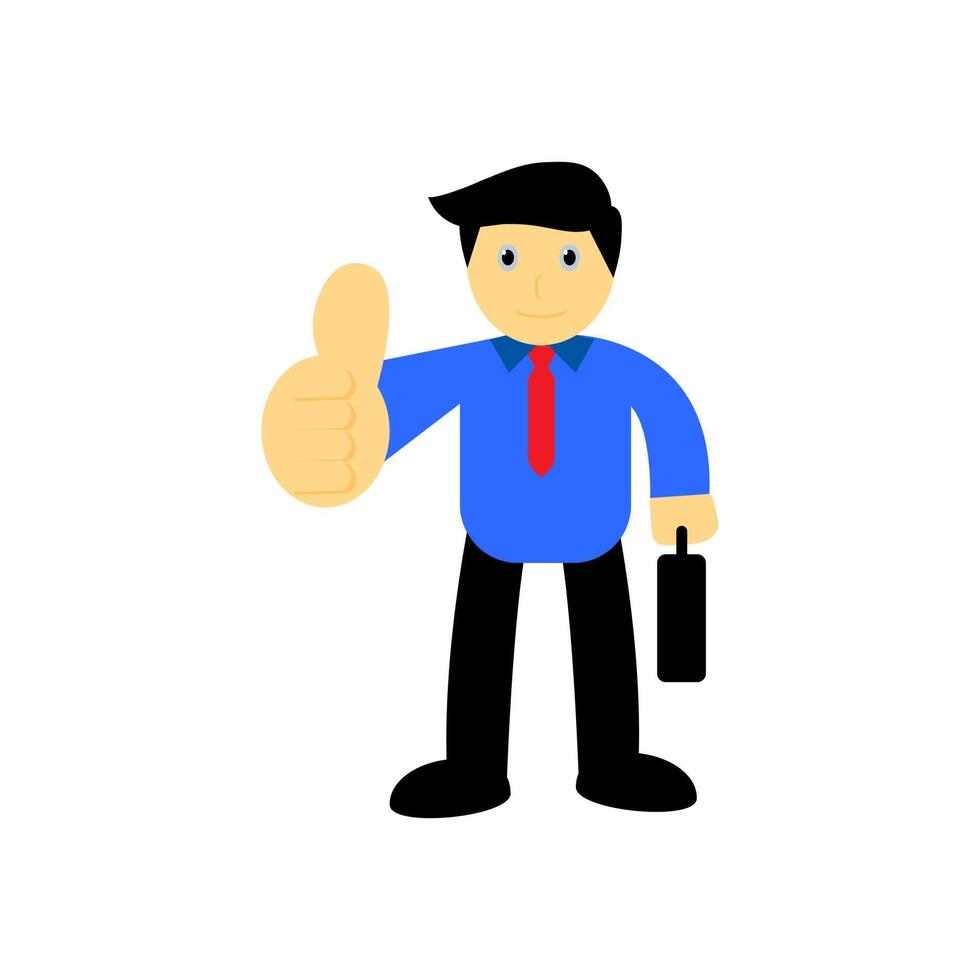 el hombre de negocios muestra un pulgar hacia arriba. vector, plano, ilustración vector