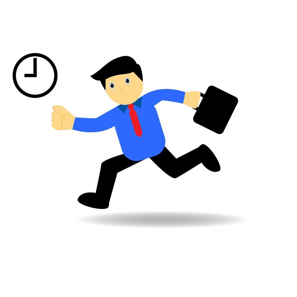 Office worker man character hurry and late. vector