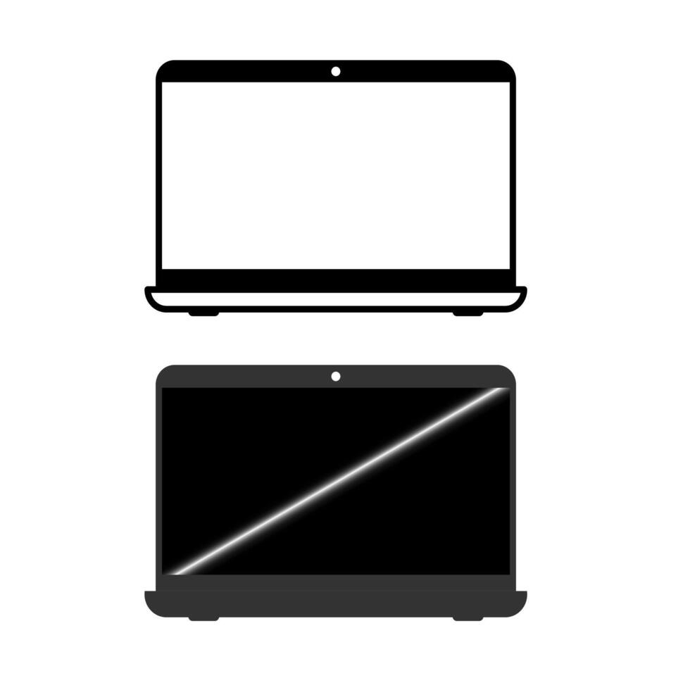 Laptop with pointer cursor icon. Notebook screen template and clicking mouse on white background. vector