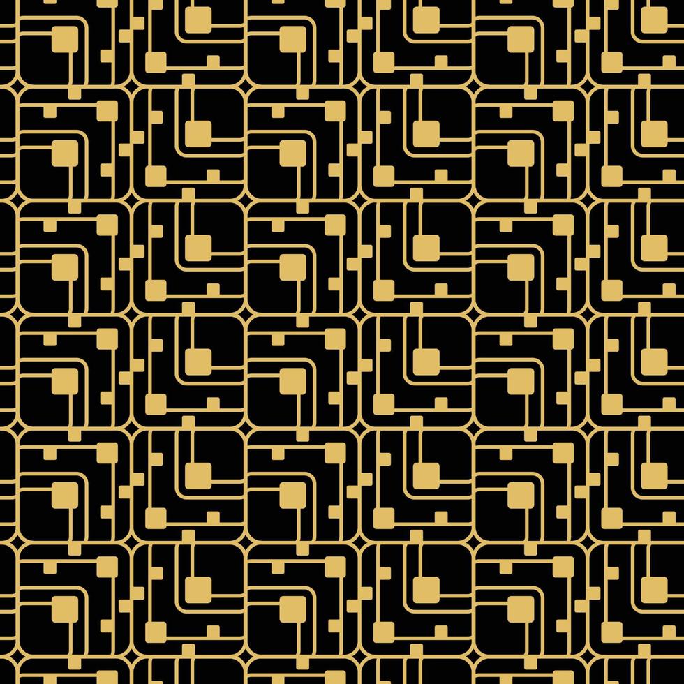 Abstract Seamless background designs on Black. Bright Golden ornament. for textile vector