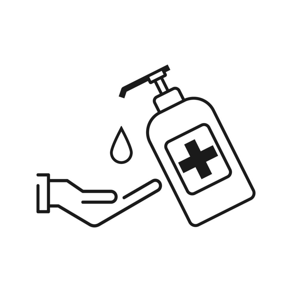 Washing hand with sanitizer liquid soap vector illustration