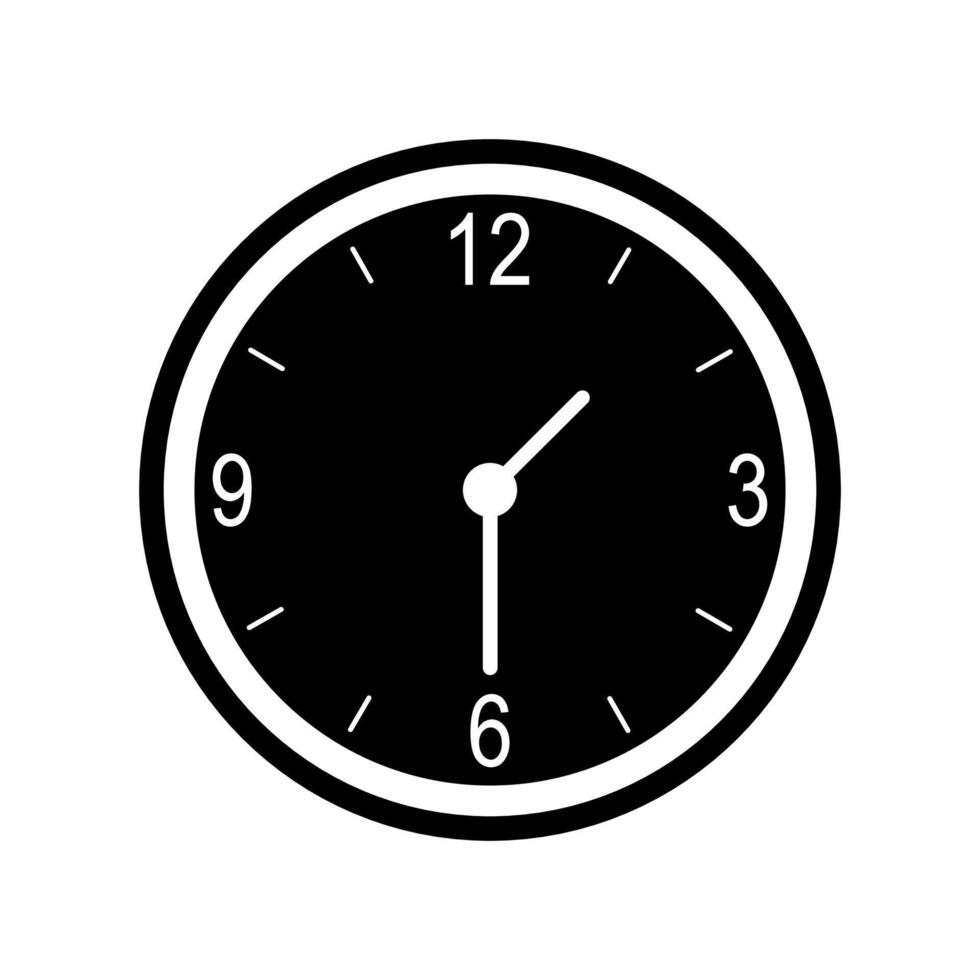 Analog clock flat vector icon. Symbol of time, chronometer with hour, minute and second arrow.