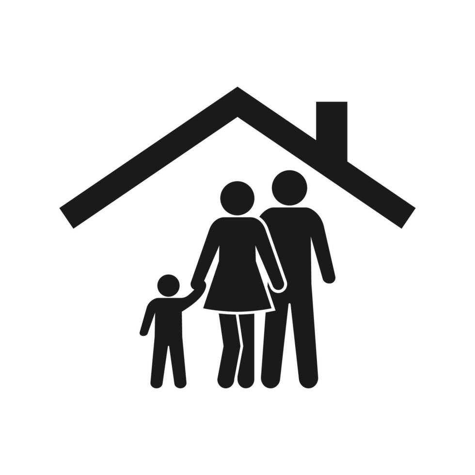 Family at house icon. Vector isolated illustration.