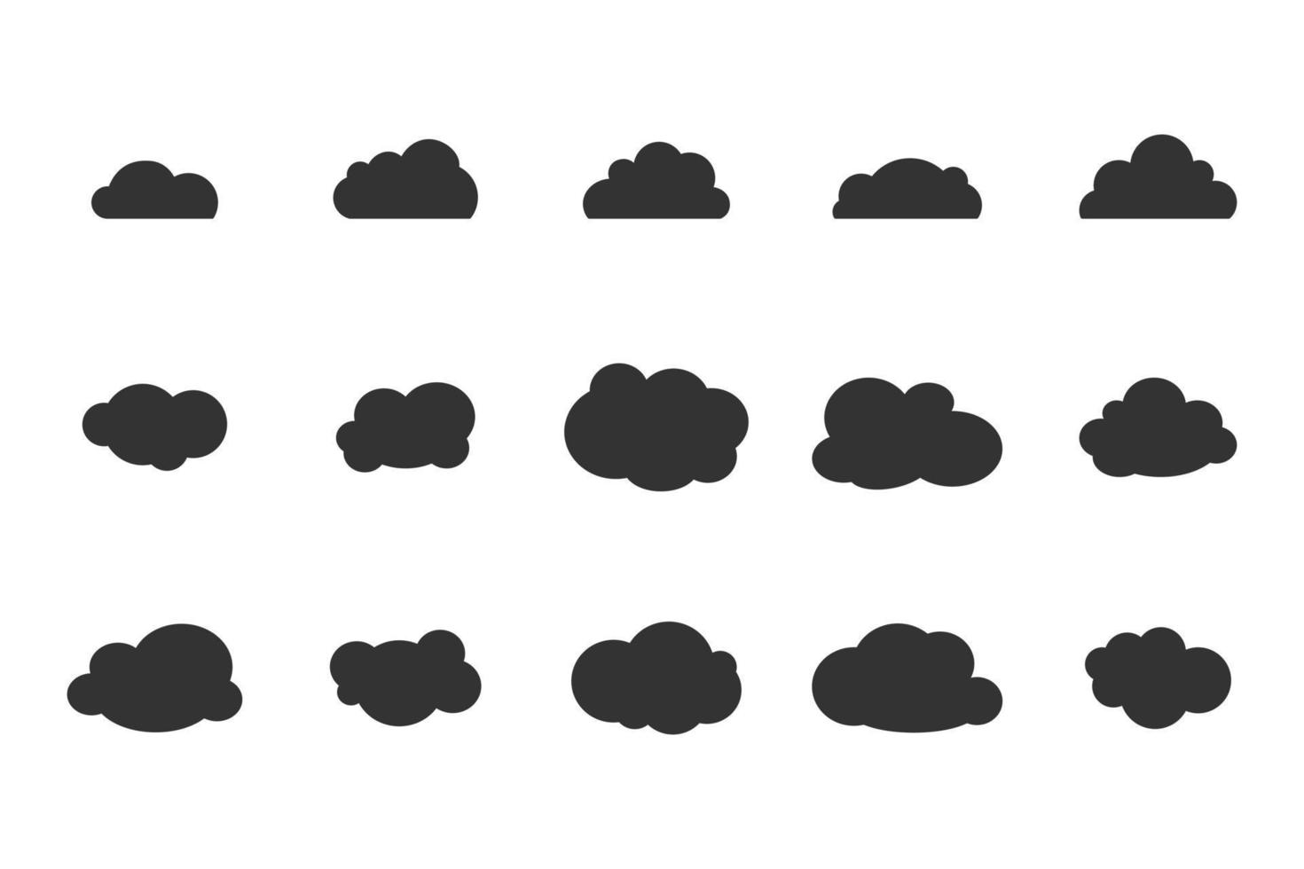 establecer nube. abstracto negro nublado. ilustración vectorial vector