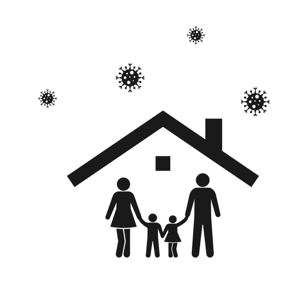 Stay at Home icon vector. protect your family. staying at home print. Corona virus - Home Quarantine. Vector illustration.