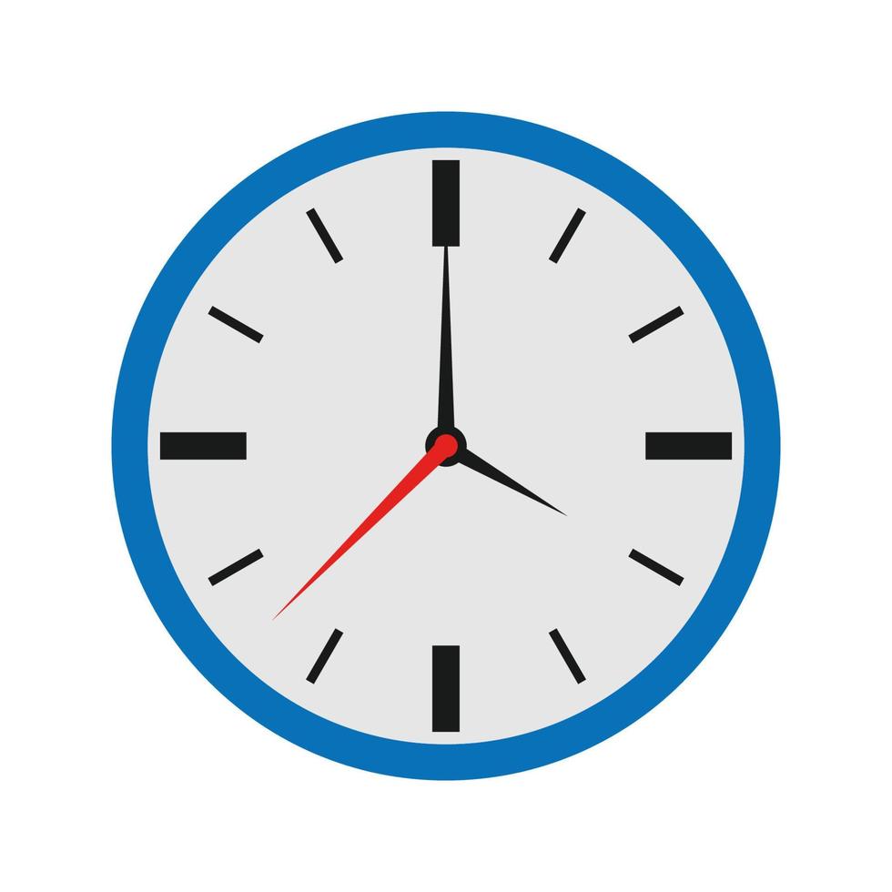 Analog clock flat vector icon. Symbol of time, chronometer with hour, minute and second arrow.