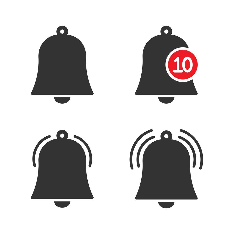 icono de campana de mensaje. íconos de timbre para sus aplicaciones, timbre de alerta o notificación, campanas de recordatorios de mensajes de canal vector