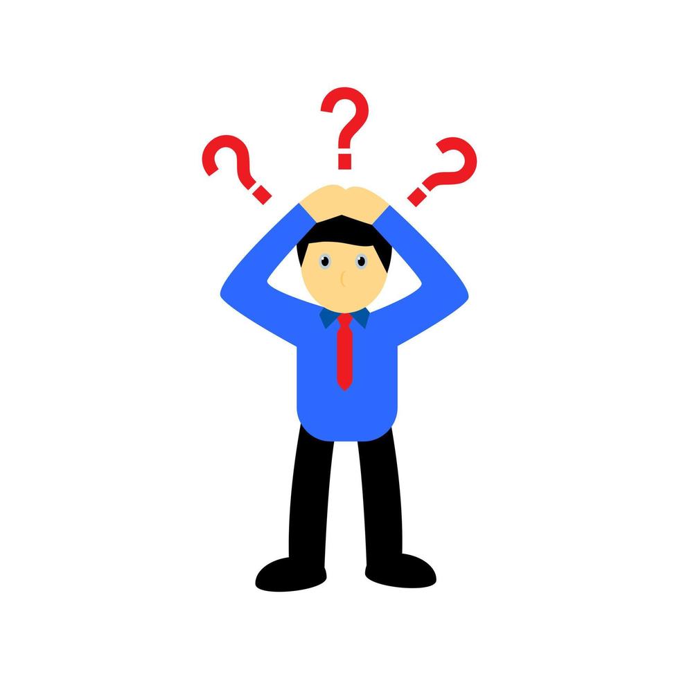 Vector cartoon business people confusion With three question marks on the head.