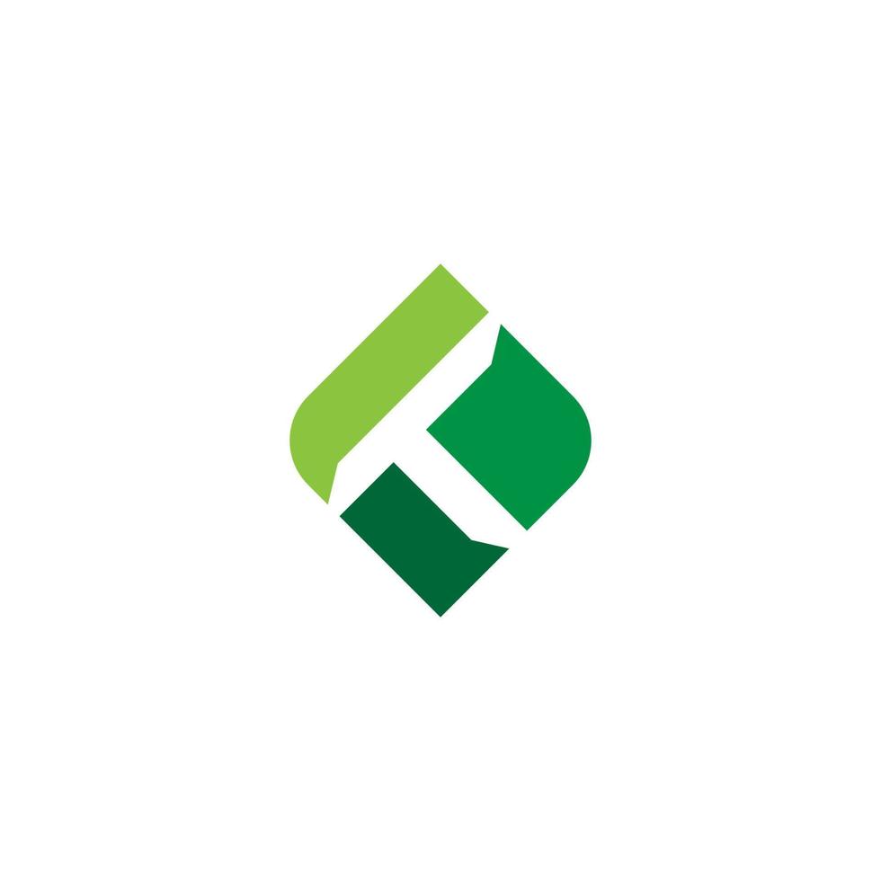 plantilla de logotipo t inicial verde vector