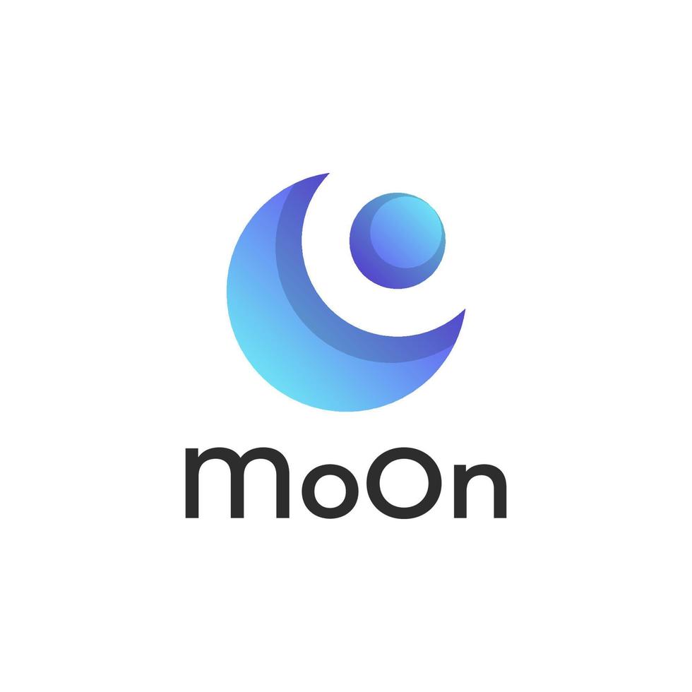 negative space letter O with moon Logo vector
