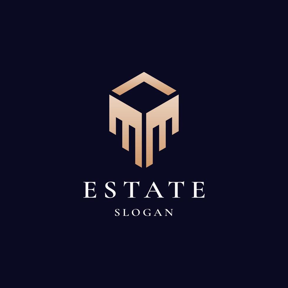 Modern Real Estate gold color Logo Design. Building, Construction Working Industry logo concept Icon. Residential contractor, General Contractor and Commercial Office Property business logos. vector