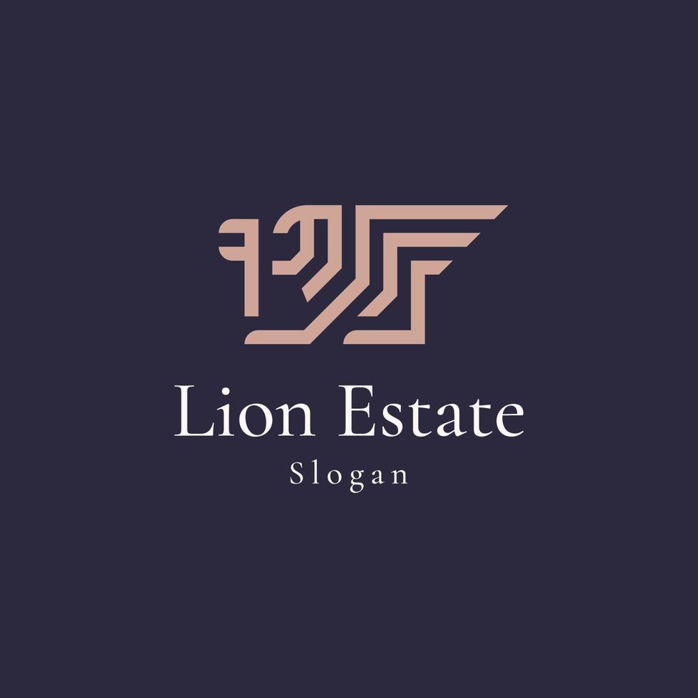 rey león real de lujo con el diseño del logotipo de la línea clave vector