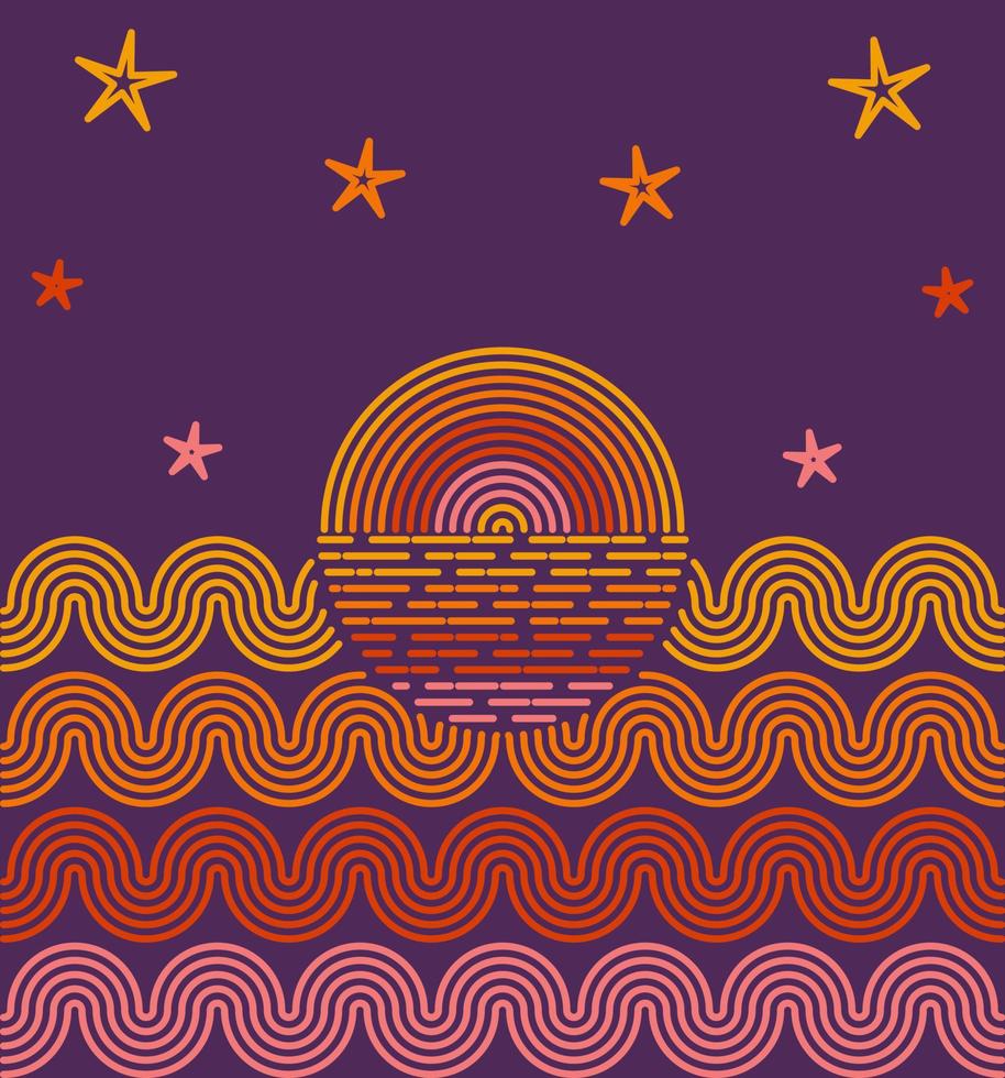 Sunset line art vector