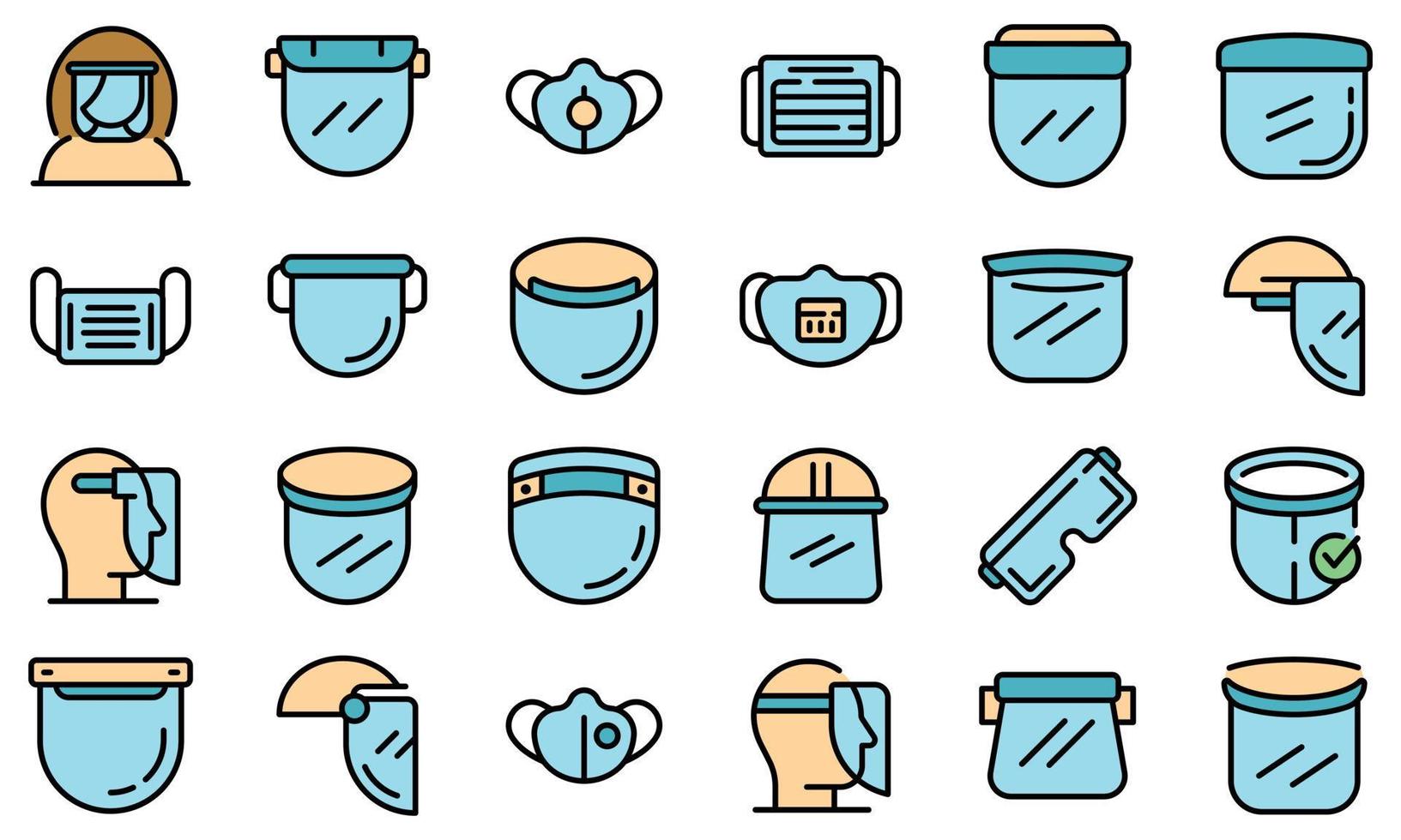 Face shield icons set vector flat