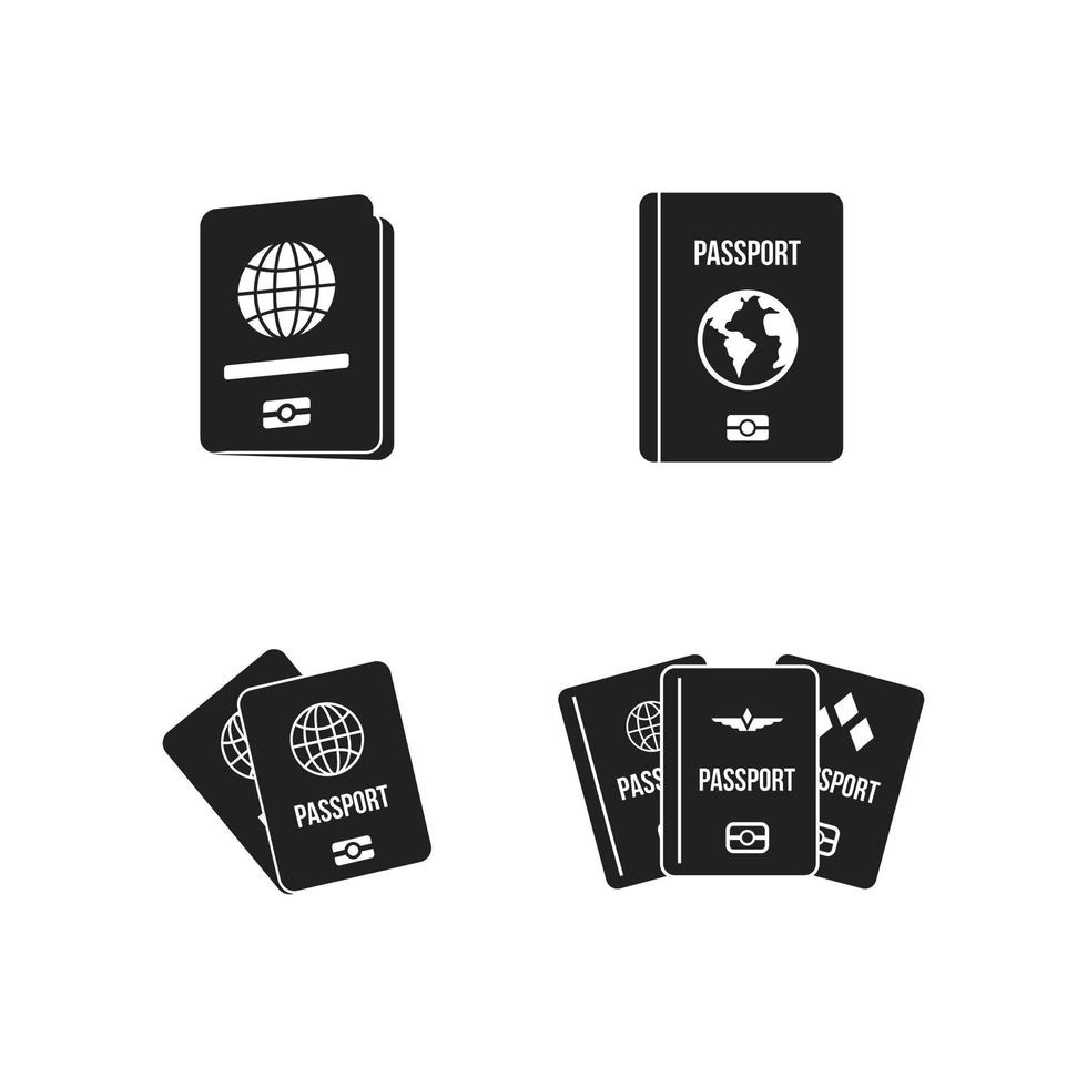 Passport icon set, simple style vector