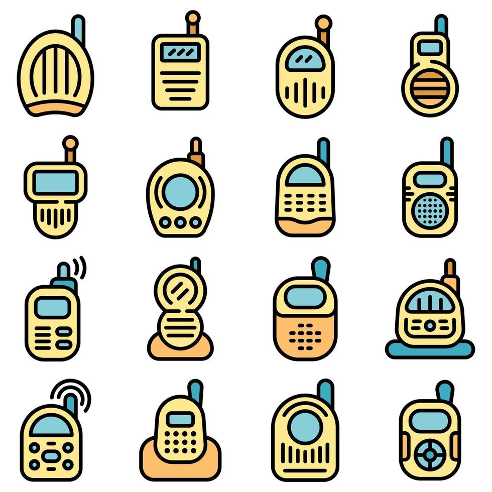Baby monitor icons set vector flat