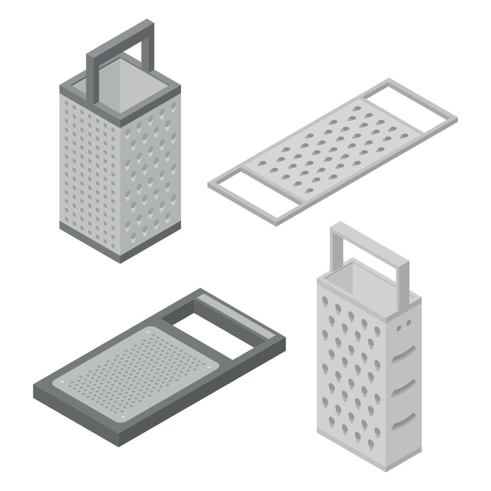 Grater icons set, isometric style vector