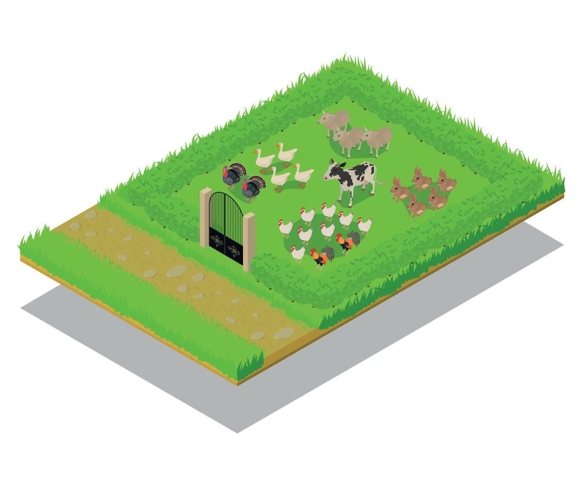 Livestock concept banner, isometric style vector