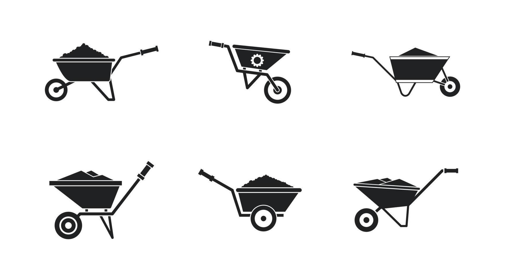 conjunto de iconos de carretilla, estilo simple vector