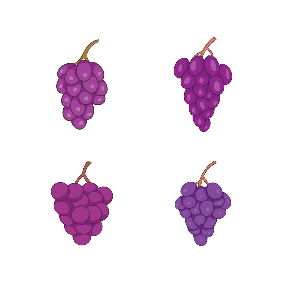 conjunto de iconos de uvas, estilo de dibujos animados vector