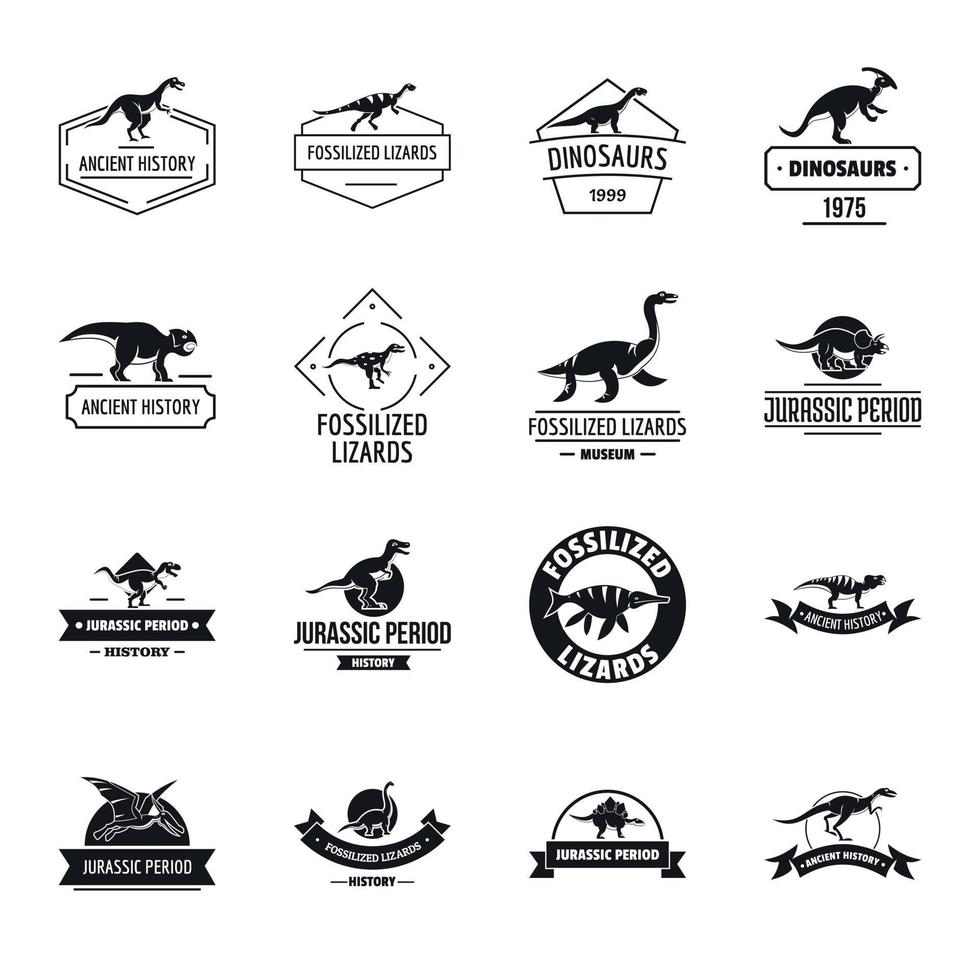 Dinosaur logo icons set, simple style vector