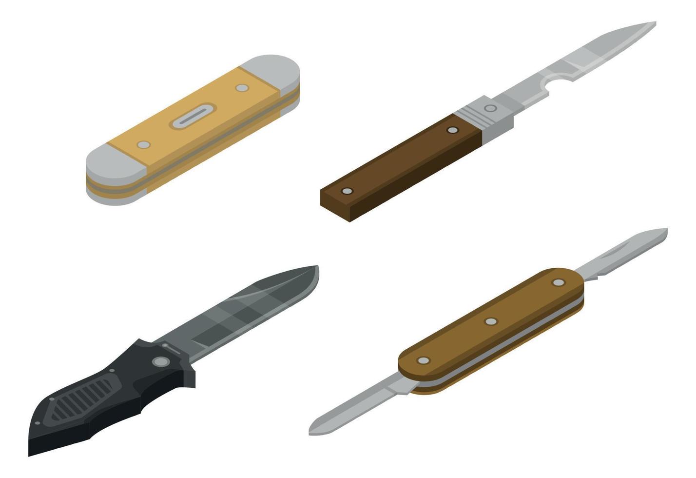 Penknife icons set, isometric style vector