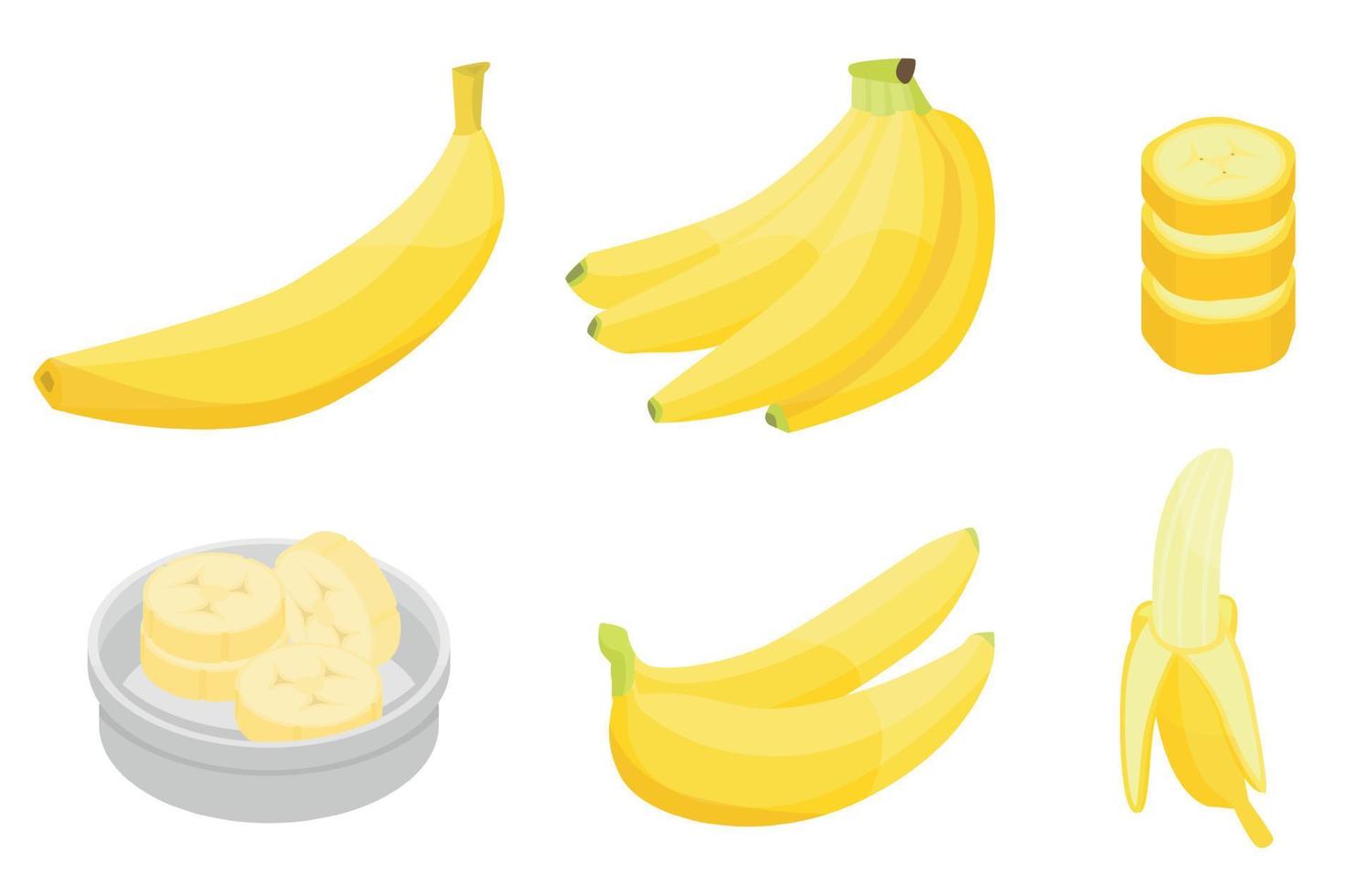 conjunto de iconos de plátano, estilo isométrico vector