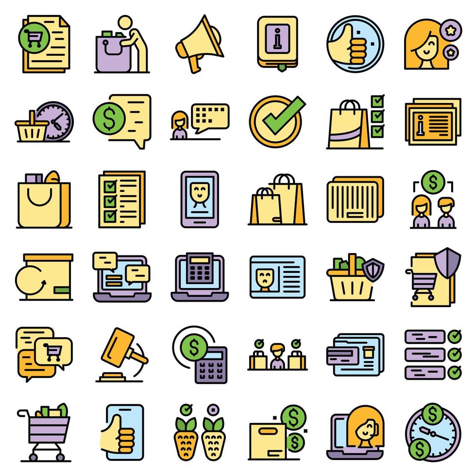 Consumer rights icons set line color vector