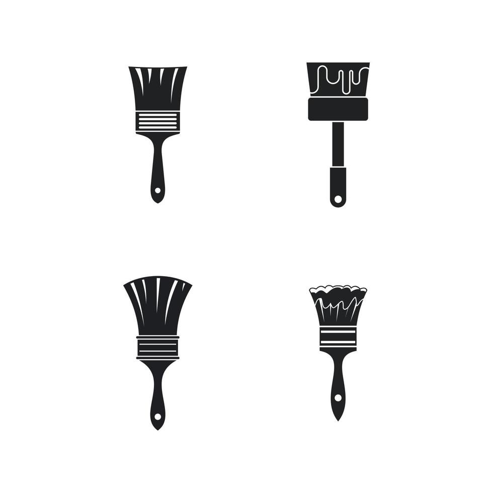 Brush icon set, simple style vector