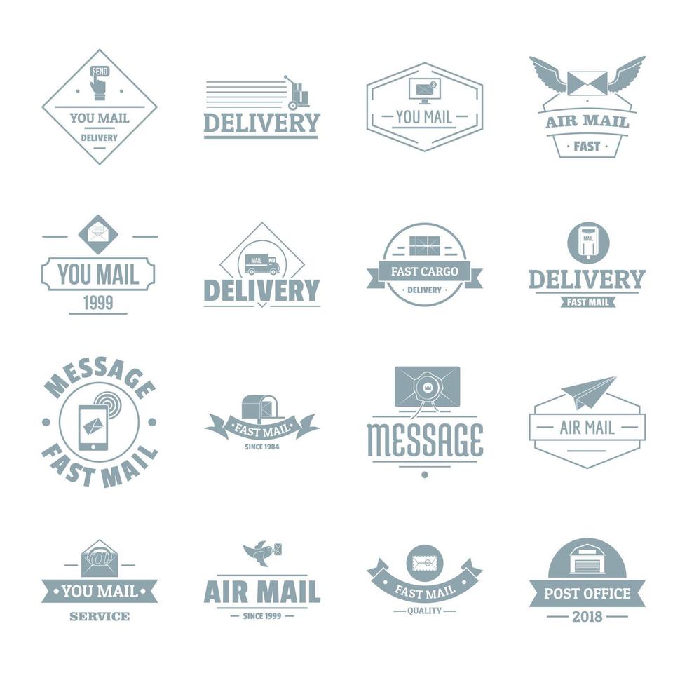 Delivery service logo icons set, simple style vector