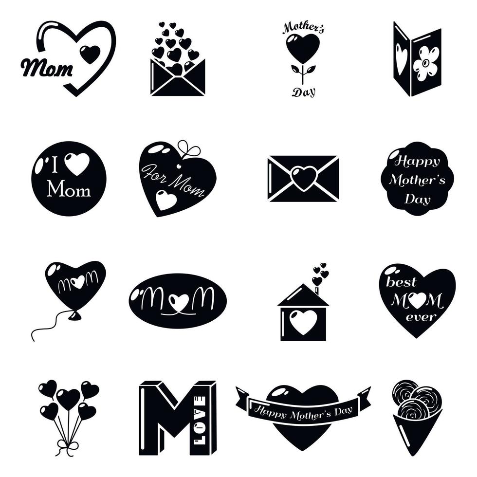 Mother Day icons set, simple style vector