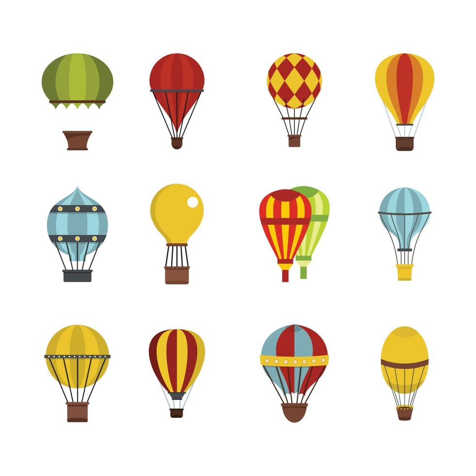 Airballon icon set, flat style vector