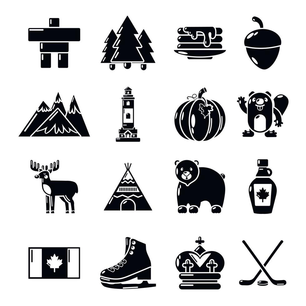 Canada travel icons set, simple style vector