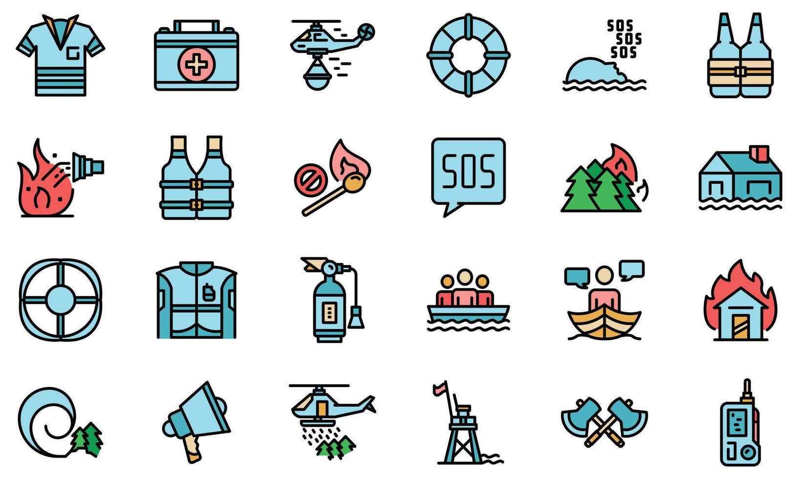 Rescuer icons set vector flat