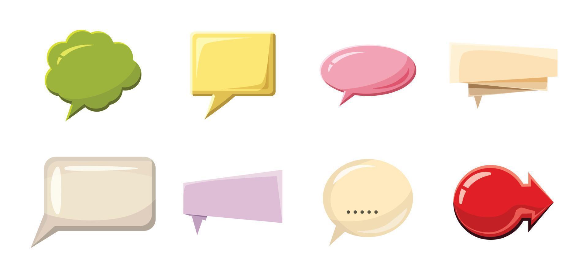 Speech bubble icon set, cartoon style vector