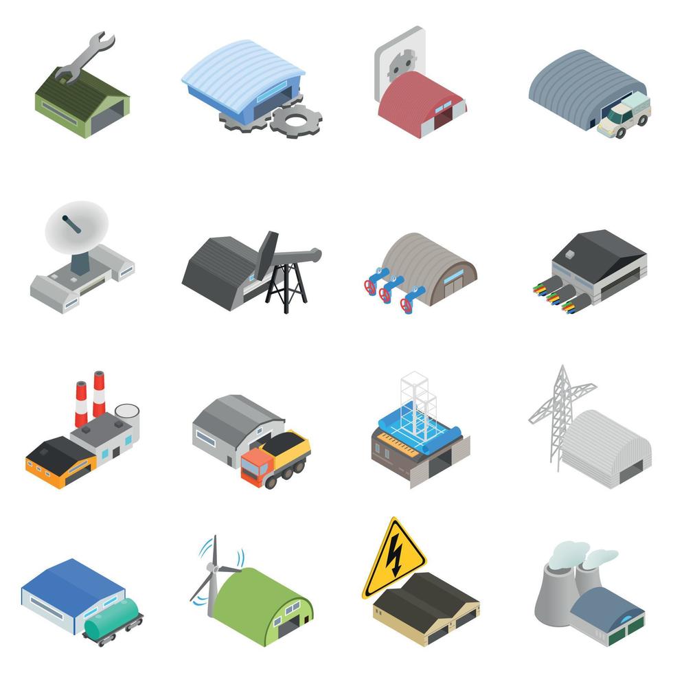 Storehouse icons set, isometric style vector