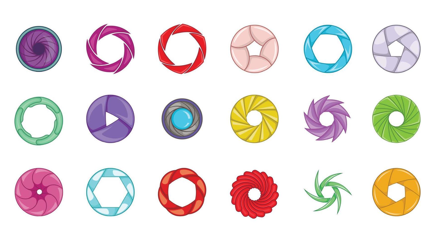Shutter icon set, cartoon style vector