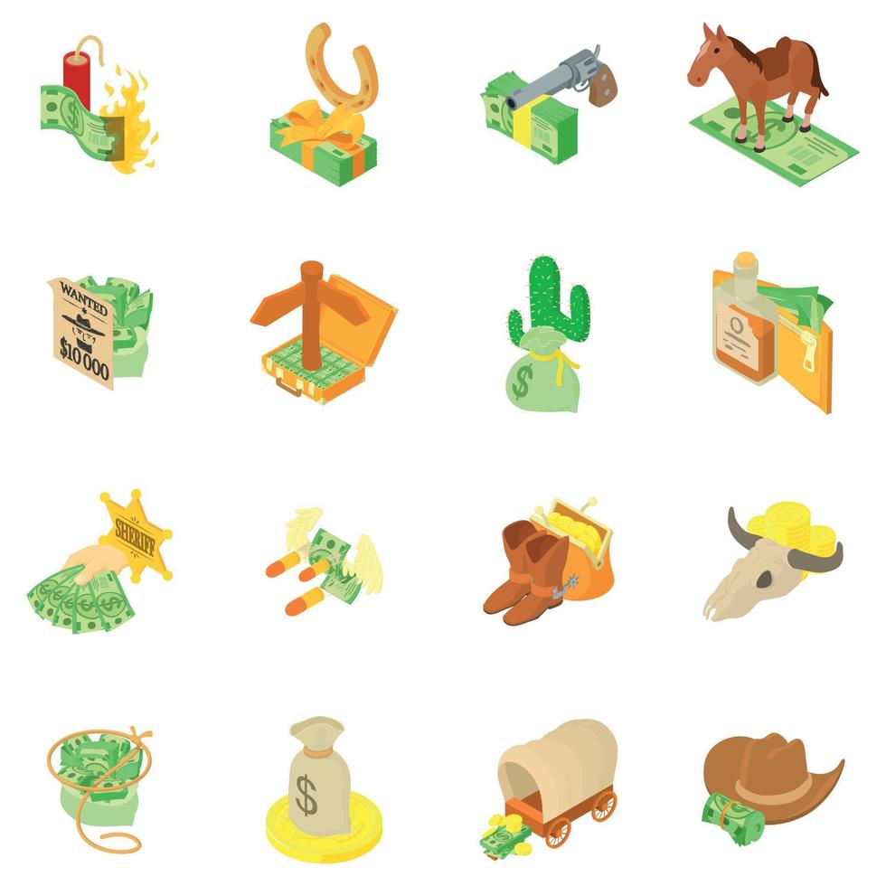 Money security icons set, isometric style vector