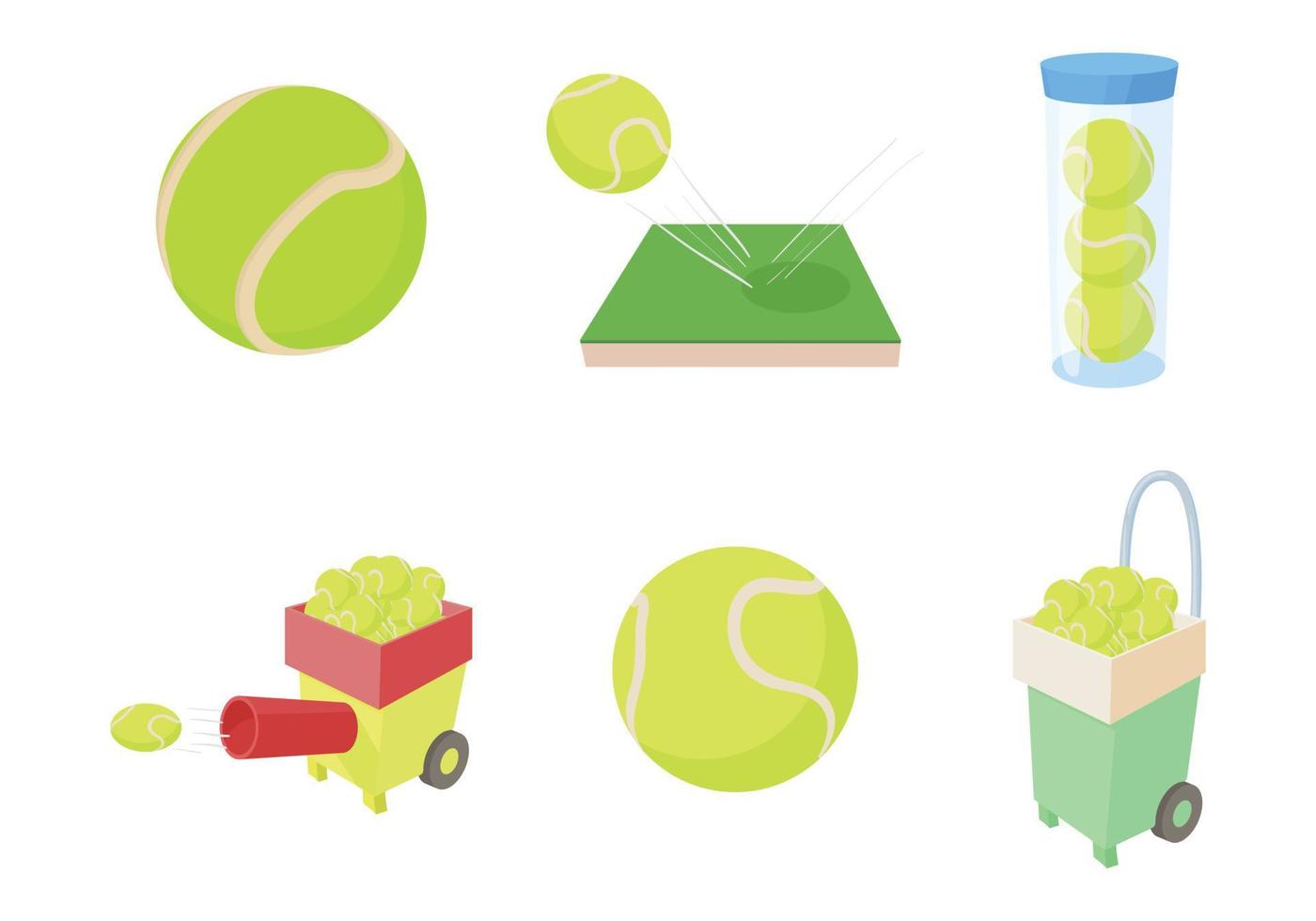 conjunto de iconos de pelota de tenis, estilo de dibujos animados vector