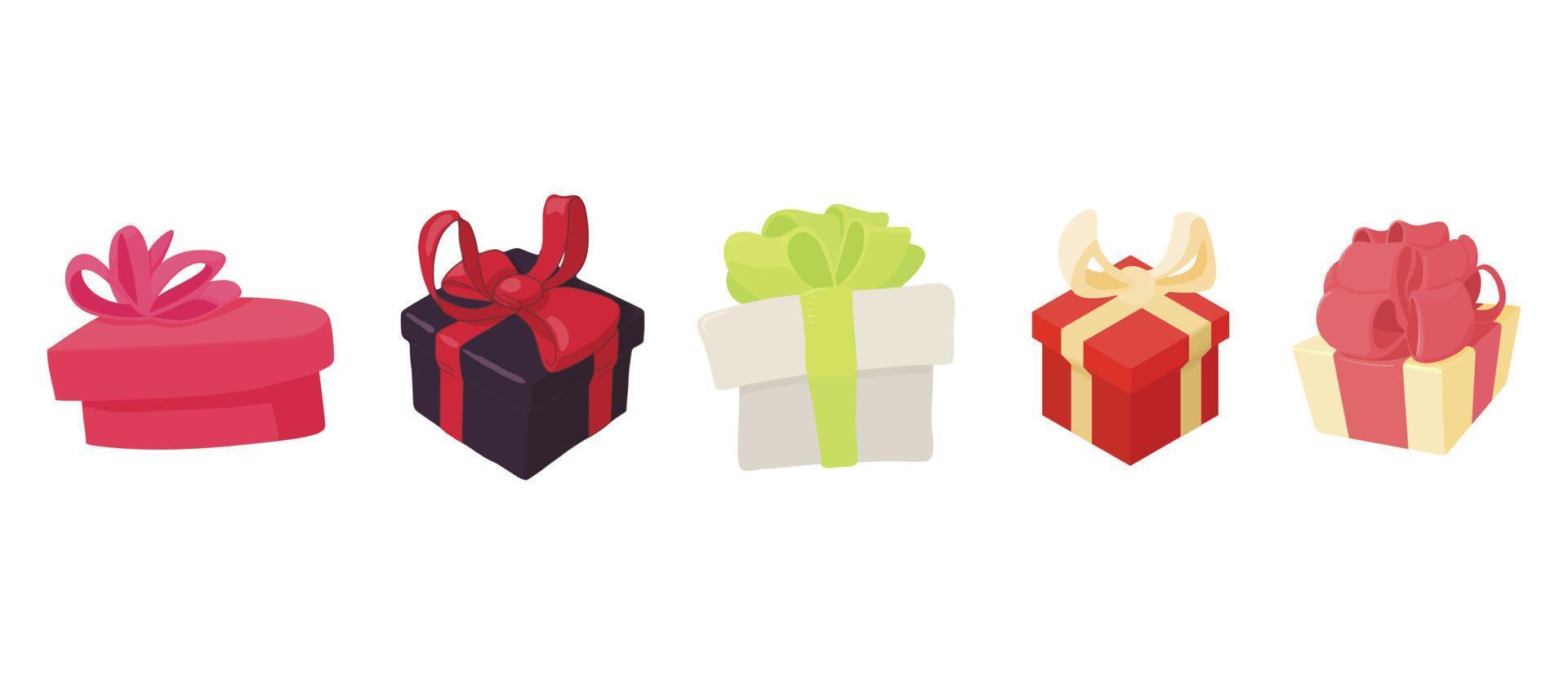 Gift box icon set, cartoon style vector