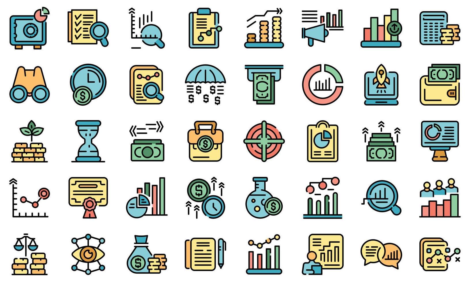 Market forecast icons set vector flat