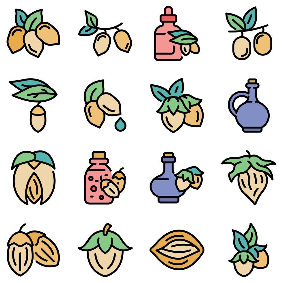 Jojoba icons set vector flat