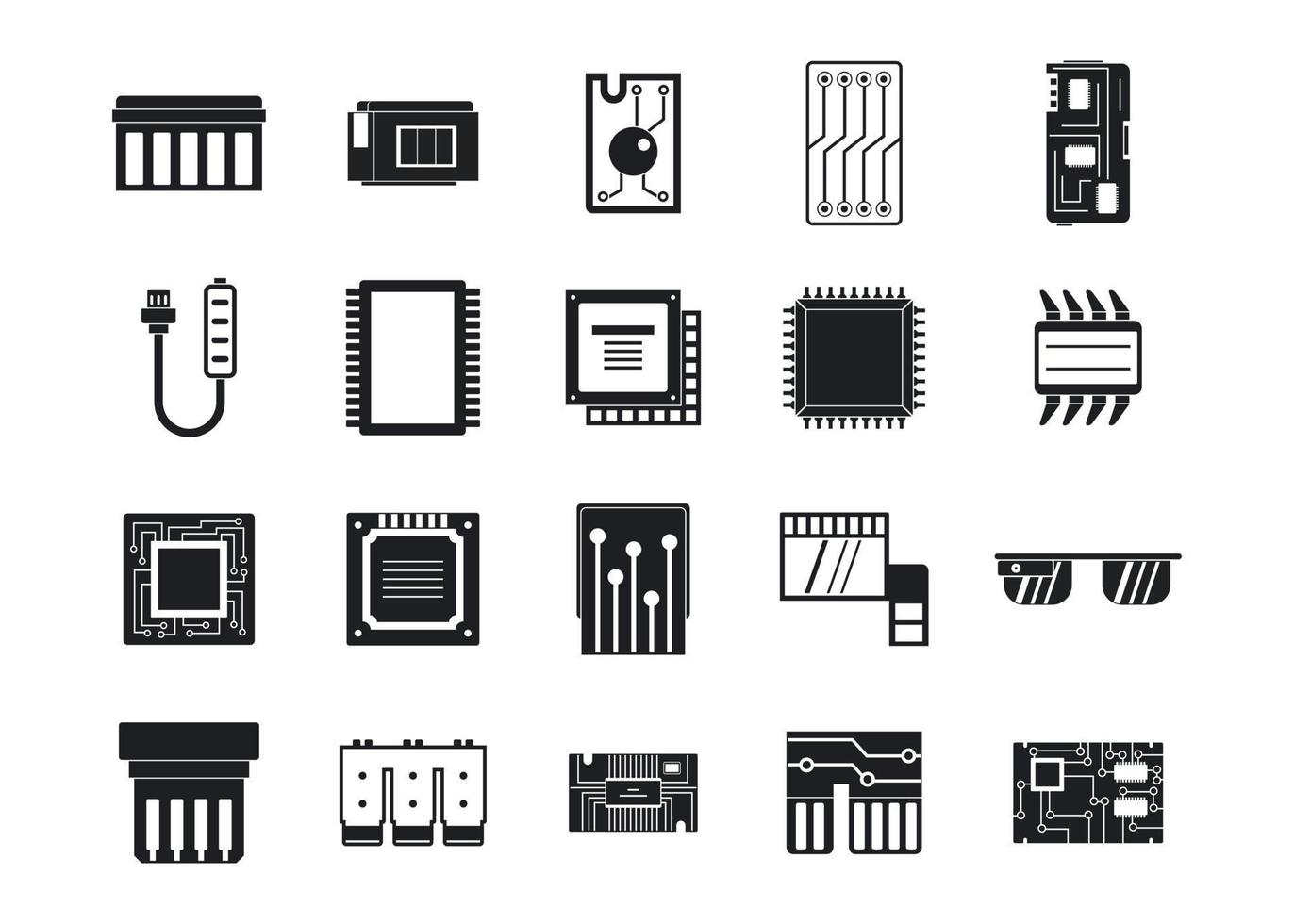 Chip icon set, simple style vector