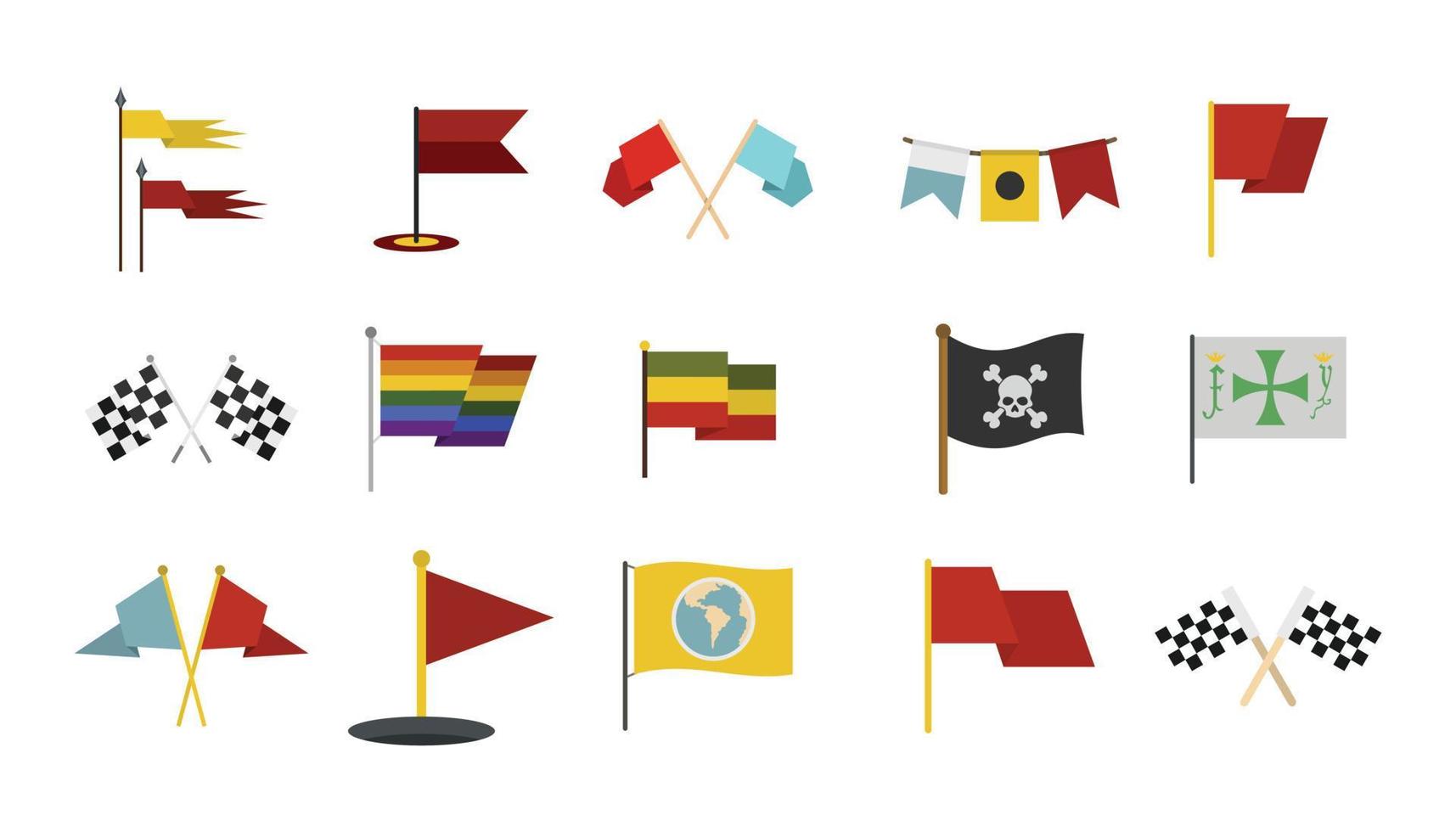 conjunto de iconos de bandera, estilo plano vector