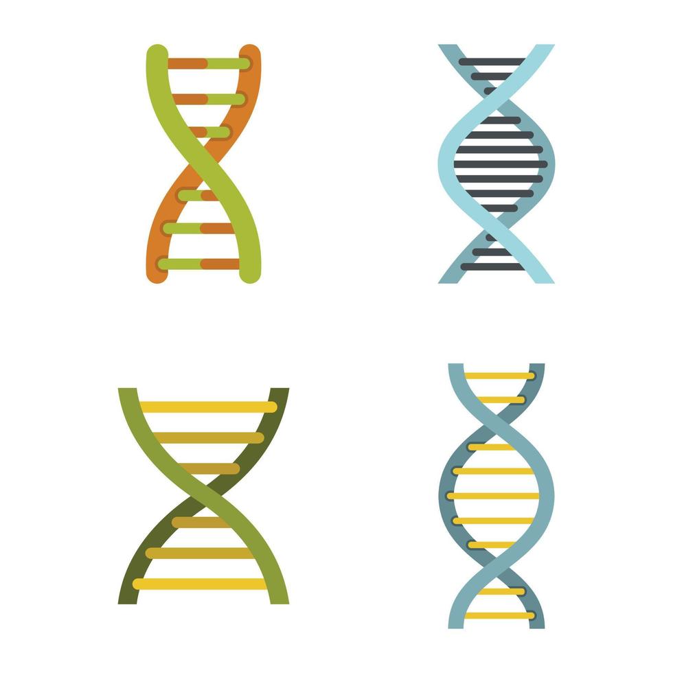 Dna icon set, flat style vector