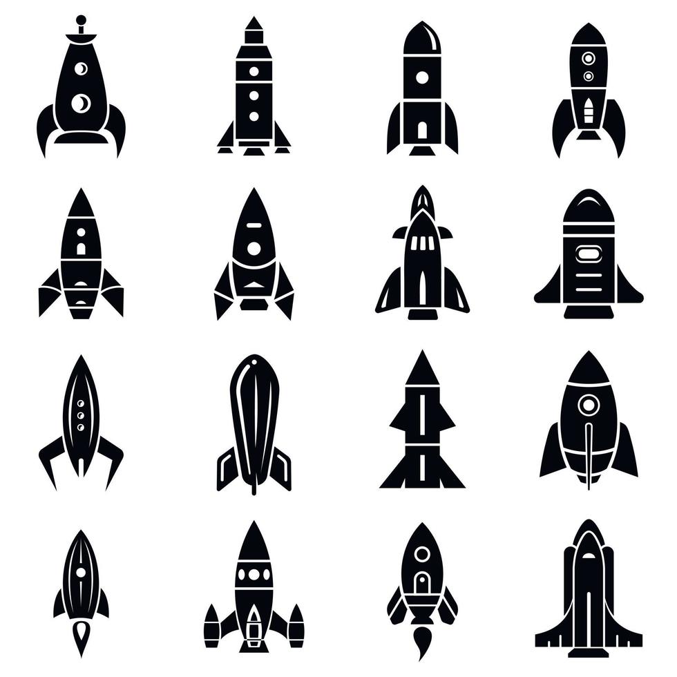 Rocket icons set, simple style vector